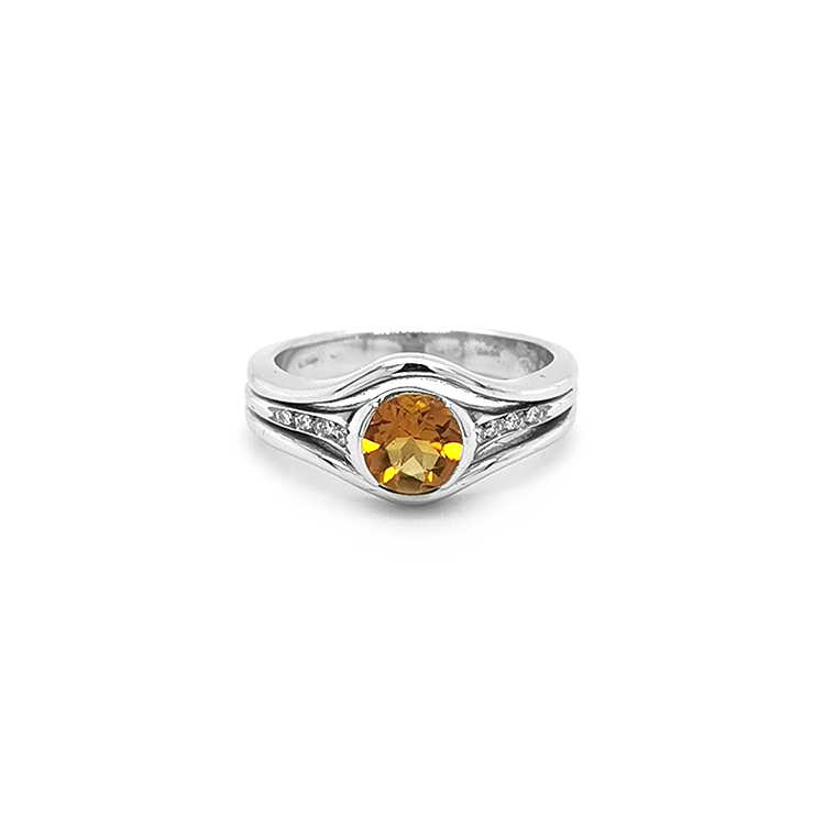 Zlatý Prsten s Citrínem a Diamanty